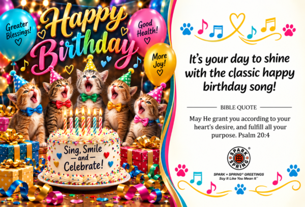Happy Birthday virtual greeting card - Chorus of cuteness