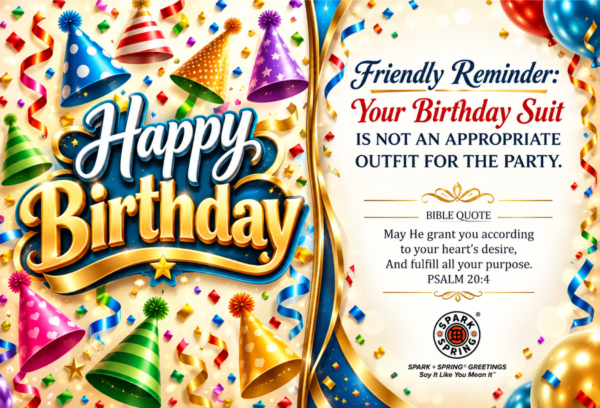 Happy Birthday virtual greeting card - Birthday suit