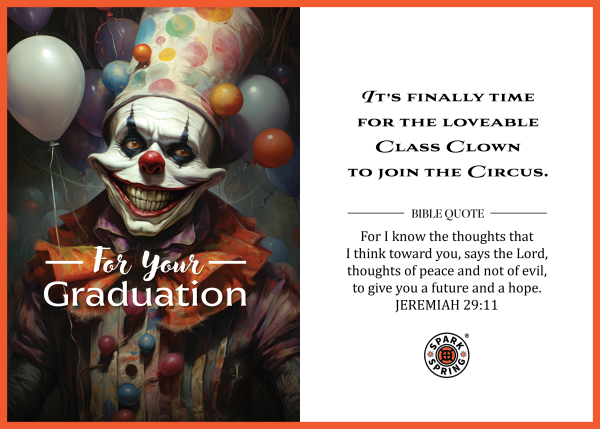 Christian-inspired Class Clown Graduation Greeting Card (Virtual)