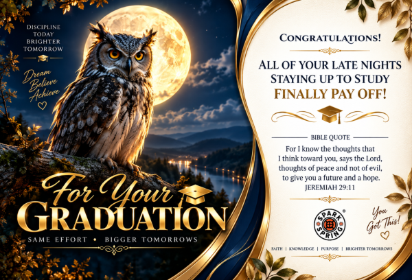 Late Nights Graduation Greeting Card