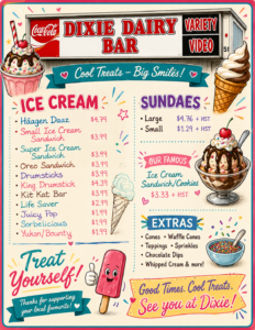 Dixie Dairy Bar flyer