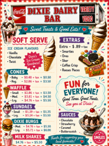 Dixie Dairy Bar flyer