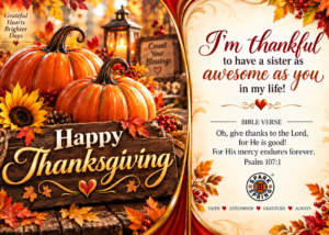 Awesome Sister - Spark + Spring Greeting virtual greeting card - Thanksgiving