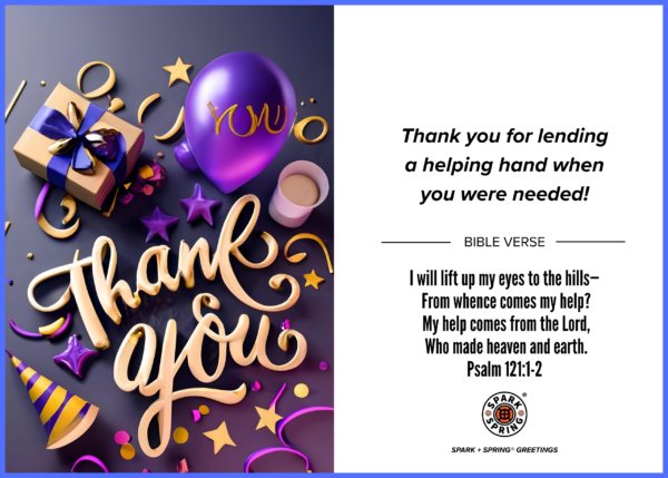 Thank You virtual greeting card - Helping out